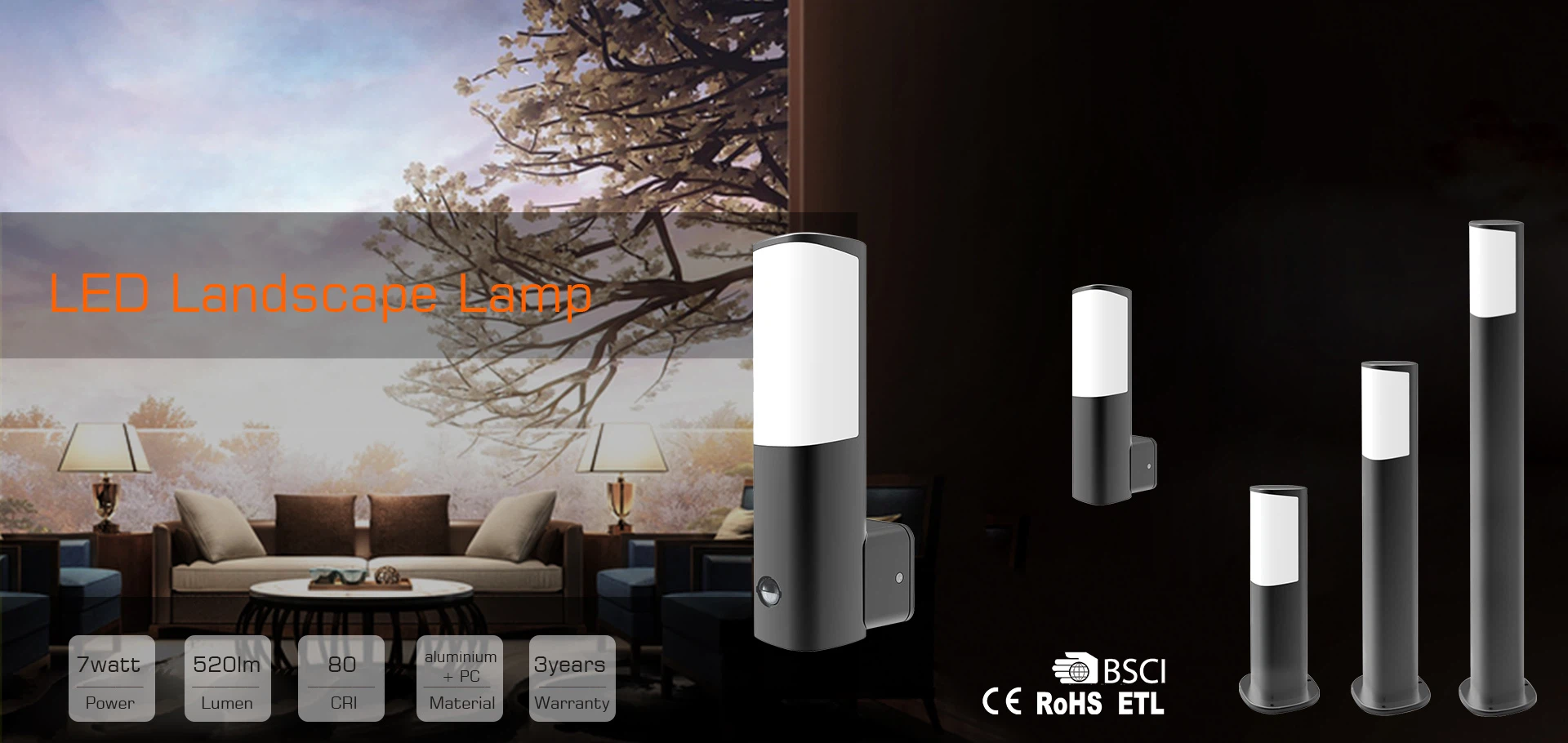 Garden wall light bollard light aluminium